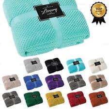 Image of LUXURY POPCORN WAFFLE BLANKET FLEECE TRAVEL THROW SOFA BED WARM COSY EXTRA LARGE