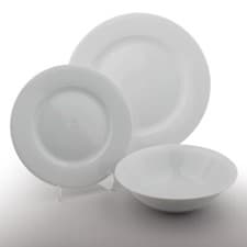 Image of Dinner Set Plates Bowls Dinerware White Porcelain Microwave Dishwasher Safe Gift