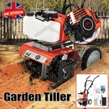 Image of Garden Tiller Rotovator 52cc Petrol Cultivator Engine Lawn Air Cooled 2Stroke GB
