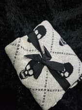 Image of Halloween GOTHIC BLACK AND CREAM throw Blanket Skull