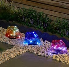 Image of 3 Pack Solar Ombre Rock Solar Ground Stake Light Decoration LED