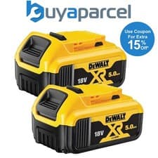 Image of Dewalt DCB184 5.0ah 18v XR Lithium Ion Li-Ion Battery Twin Pack - LED Indicator