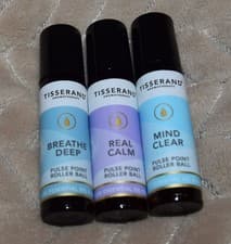 Image of Tisserand Aromatherapy Pulse Point 3 Rollerball 10ml Breathe Deep Real Calm Mind
