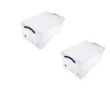 Image of Really Useful Box Plastic Storage 64 Litre Clear (Pack of 2)