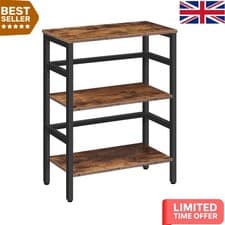 Image of Multi-Functional Rustic Brown End Table & Record Player Stand - Sturdy Design