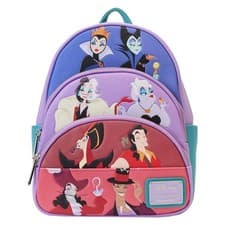 Image of Loungefly Disney Villains Backpack Purple Cruella Ursula Maleficent Hades NEW