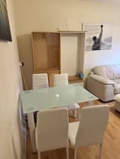 Image of Tempered Glass Dining Table 120 cm Kitchen Dinning Room Furniture