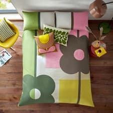 Image of Orla Kiely Abacus Block 100% Cotton 200 Thread Count Duvet Cover Set In Multi