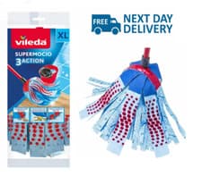 Image of Vileda Supermocio 3 Action Replacement Head Mop Refill Pack Of 1/2/4/6 Xl