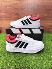 Image of Adidas HOOPS 3.0 Kids Size 11.5K Trainers White Black Red Boys Girls Sneakers BN