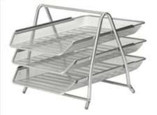 Image of Mesh Letter Tray 3 Tier Stackable Front Load Scratch Resistant Portrait Foolscap