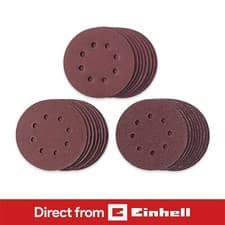 Image of Einhell 25x Sanding Sheets Set 125mm Hook & Loop Abrasive Orbital Sander Spares