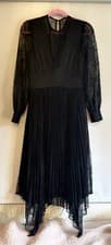 Image of AllSaints Norah Midi Black Lace Dress Brand New With Tags Size 10 UK