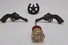 Image of SET of 4 Western COWBOY Southwest Drawer Pull Knobs Star/Horeshoe Gun Shell