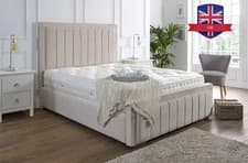 Image of OTTOMAN STORAGE PANEL PLUSH VELVET UPHOLSTERED BED FRAME KING - DOUBLE SIZE