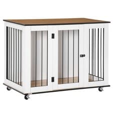 Image of PawHut Dog Crate Furniture with Lockable Door, for Large Dogs - White