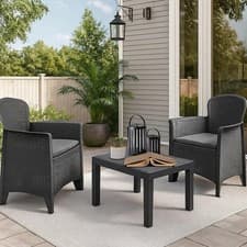 Image of 3PC Rattan Bistro Set Outdoor Garden Furniture Table & Chairs Patio