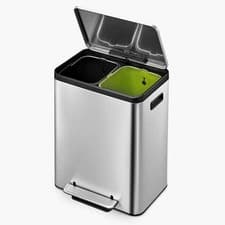 Image of EKO EcoCasa Recycling Pedal Bin, 15L + 15L - Brushed Stainless Steel