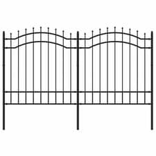 Image of Garden Fence with Spear Top Black Powder-coated Steel Fence Multi Sizes vidaXL
