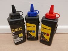 Image of 3 X STANLEY 225G FATMAX CHALK LINE REFILLS BLACK RED & BLUE