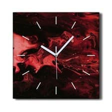 Image of Silent Clock Canvas 30x30 Painting Abstract Red Waves Picture Wall Art Decor