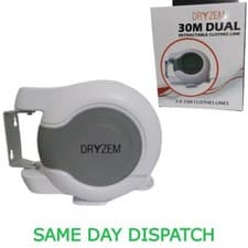 Image of Double 30m Retractable Washing Line Wall Mounted Clothes Dryer Extendable 2x15m