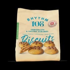 Image of Rhythm 108 Swiss Vegan Chocolate Salted Caramel Biscuit Share Bag 135g - 2 Pack