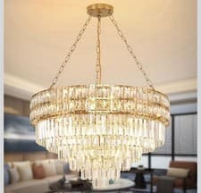 Image of AOOCHOK Modern Crystal Chandelier Gold Finish 75cm Living Room hallway Dining