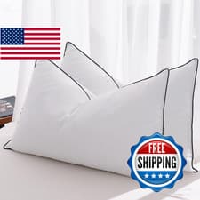 Image of Mosluna King Size Feather Down Pillows Set of 2 - Luxury Hotel Collection Bed