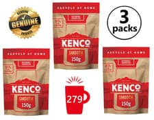Image of 3x Kenco Smooth Instant Coffee Refill Medium Roast Rounded 279 Cups 150g