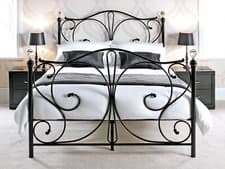 Image of Bed Frame 4ft6 Double - Luxury Metal Bed with Crystal Finials - Underbed Storage