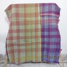 Image of Boho Kantha Quilt Handmade Cotton Bedspread Reversible Patchwork Throw