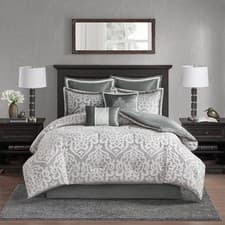 Image of Madison Park Odette Cozy Comforter Set Jacquard Damask Medallion Design -, King