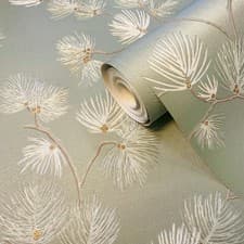 Image of Belgravia Valentino Pine Sage Green 1936 Textured Vinyl Wallpaper Modern Style