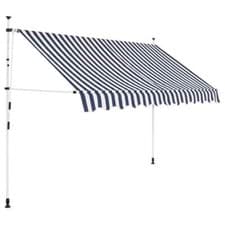 Image of Manual Retractable Awning 250 cm Blue and White Stripes vidaXL