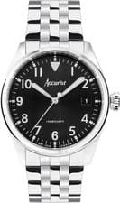 Image of Accurist Mens Watch with Black Dial and Silver Strap 76000
