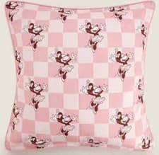 Image of 4 x Disney MINNIE MOUSE Pink Checkerboard 100% Cotton Cushion Covers 50 x 50 cm