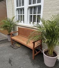 Image of Wooden Garden Bench Twin Cross 3 Seater Solid Pine Outdoor Patio Seat Furniture