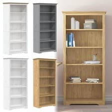 Image of 5 Tier Bookcase Shelving Display Storage Shelf Unit Solid Wood Pine Furniture
