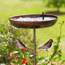 Image of Vintage Cast Iron Bird Bath 12in Garden Feeder Bowl Patio Outdoor Decor