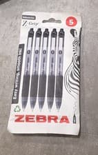 Image of Zebra Z Grip Retractable Black Ballpoint Pen 1.0mm Medium, Pack of 5