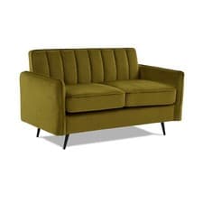 Image of Velvet 2 Seater Sofa in Olive Green - Compact Ella range FREE & EASY DELIVERY