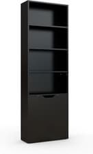 Image of Bookcase 6 Tier Tall Storage Shelves with Doors Wooden Freestanding White