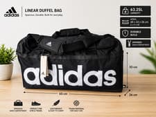 Image of Adidas Linear Duffel Bag – Large 63.25L Gym / Travel Bag – Black