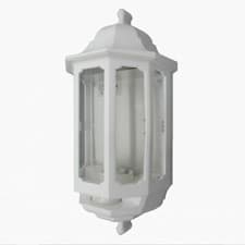 Image of ASD Half Lantern White Wall Light External Outdoor Polycarbonate & PIR Option