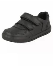 Image of Clarks Mini Racer Infant Boys’ Black Leather Rip-Tape Shoes – Size 7.5F