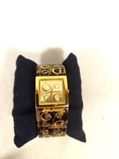 Image of NWT Guess Womens Square Face Watch Pave Gold Signature