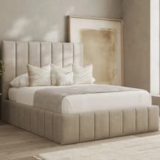 Image of Ottoman Panel Bed Frame Plush Velvet Upholstered Gas Lift Storage Double King UK