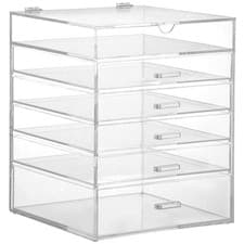 Image of Extra Large Acrylic Makeup Organizer Box with Drawers - Clear Cosmetic Storage