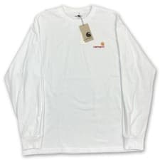 Image of Carhartt Embroidered Logo White Long Sleeve T-Shirt